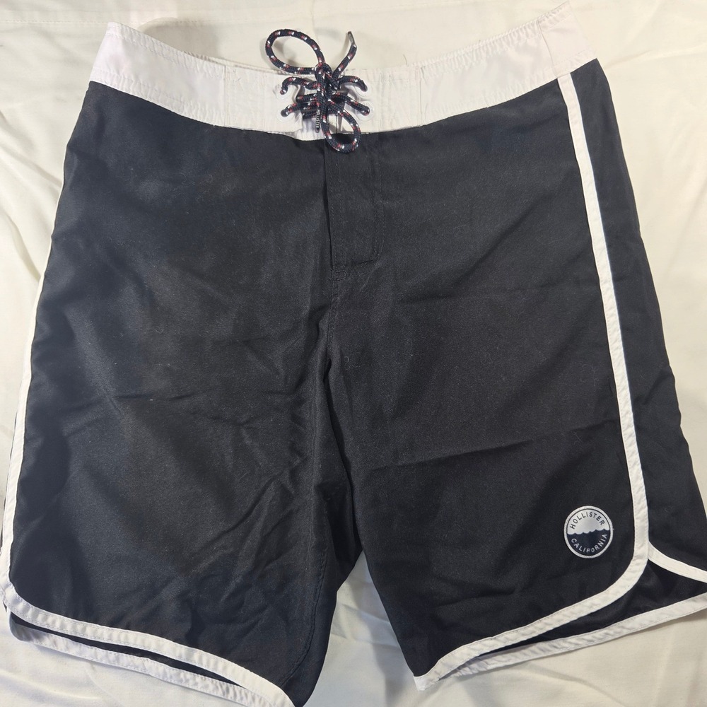 Hollister Mens Board Shorts Black White Swim Trunks Size S Small Beachwear